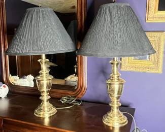 Pair of vintage Stiffel brass lamps, Mid-20th Century