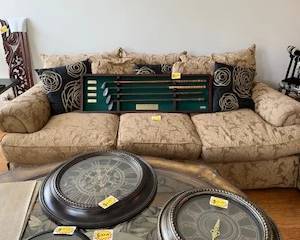 Sofa, Vintage Golf Clubs In Frame