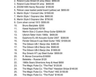 Please use this list to request instrument you would like to so see. Ask for the corresponding number