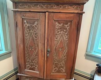 Teak carved armoire