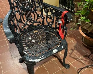 Heavy cast iron garden chair