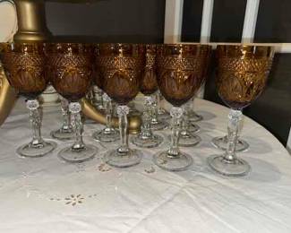 Amber wine goblets