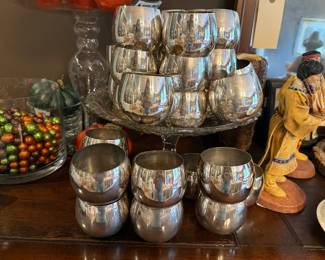 Collection of over 48 vintage silver plate roly poly cups