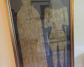 Framed Brass Rubbing of Sir Henry and Lady Redford
