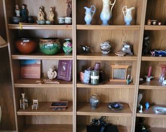 Weller Pot/Vase, Roseville Pottery, Asian Collectables, Hull Pottery, Bookcases