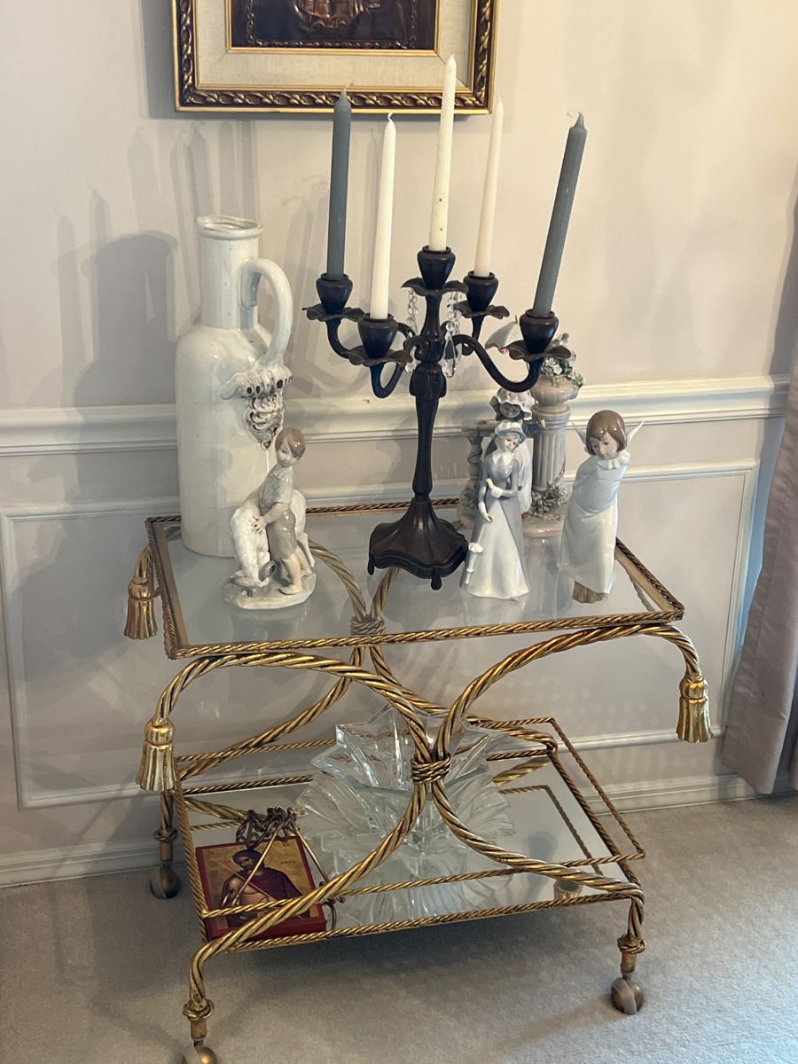 Hollywood Regency Twisted Rope Gold Gilt Bart Cart