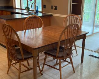 Solid Oak Kitchen Table with Four Chairs