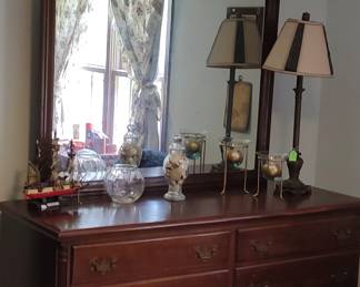 Dresser with matching bed and chest of drawers