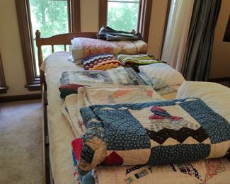 Twin bed and quilts