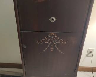Antique record cabinet with inlay