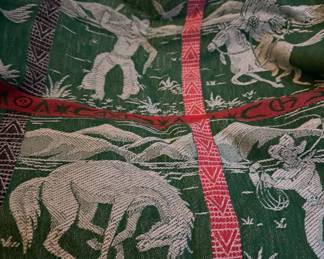 Vintage western blanket- pink and green!
