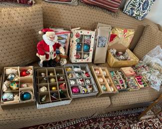 Antique & Vintage Christmas Ornaments, Putz Houses, Bead Garland, Old Boxes of Tinsel