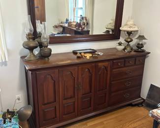 Dresser w/ Mirror, Oil Lamps