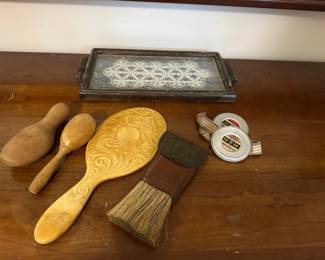 Sewing Darners, Dresser Mirror, Tray, Vintage Lone Ranger Pedometers