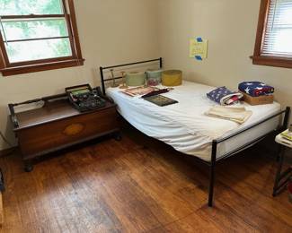 Twin Bed (Used Twice), Sewing Baskets, Hat Stands, Flags, Cedar Blanket Chest