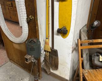 Vintage Skateboard, Antique Fireman's Brush Broom