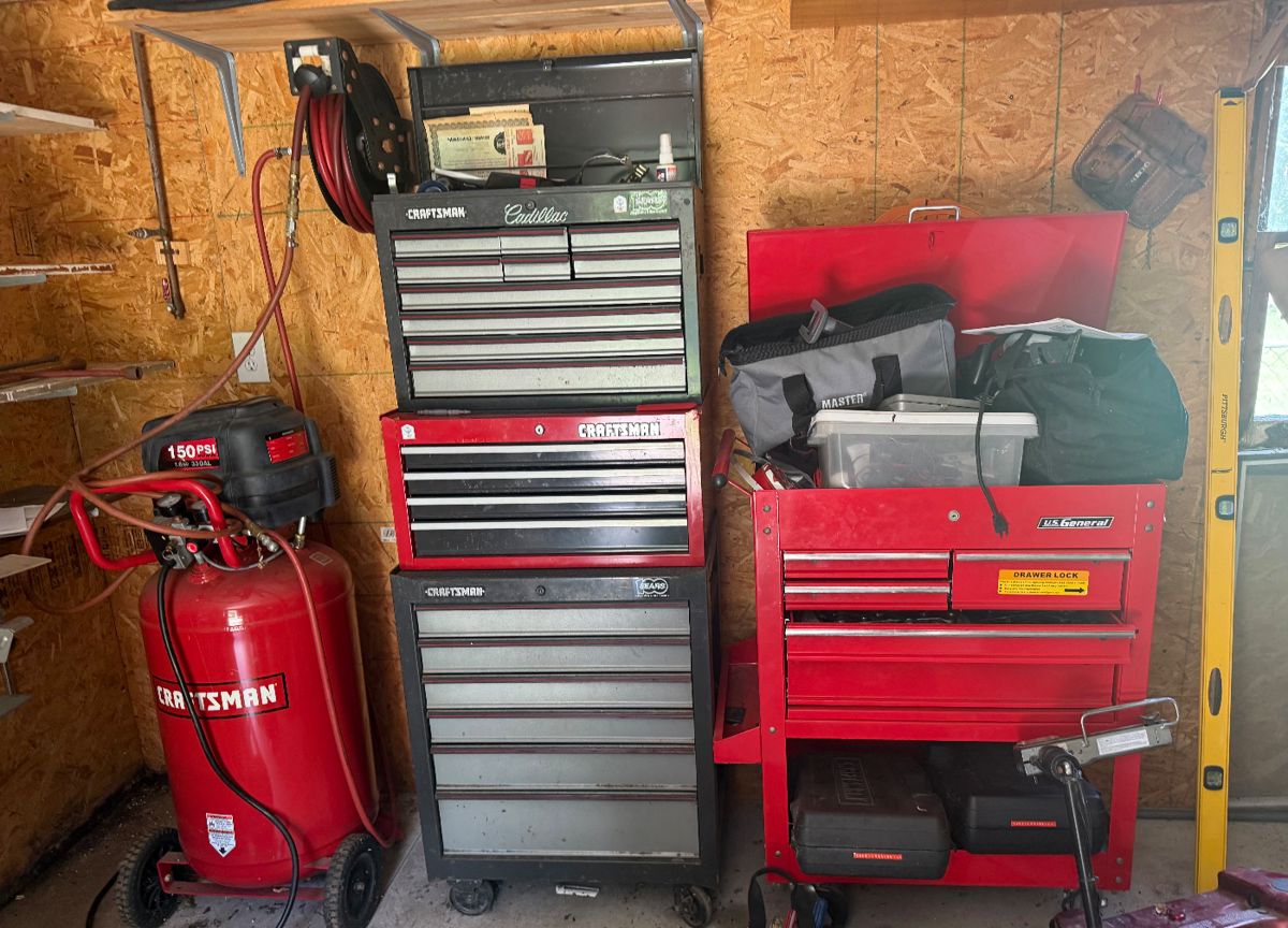 3 Craftsman tool boxes and one US General filled with tools. Can buy with or without.
