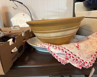 Yellowware large bowl vintage