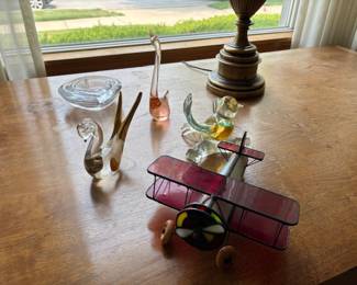 Glassware collectibles mutant glass and stain glass airplane model deco