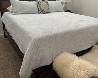 Clean King mattress with memory foam topper on top of the mattress.  Can buy the mattress and boxspring or just the topper if you just want to make your current bed more comfortable.  