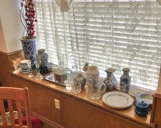 More blue vases, plates, ginger jar