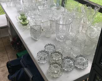 Lots of glass, candle holders