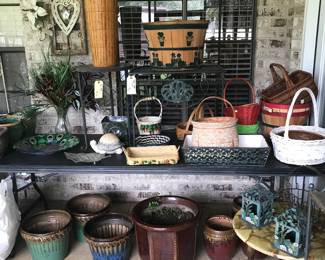 Pretty planters, baskets, plant tables