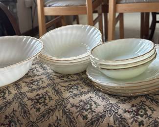 milk glass plates and bowls