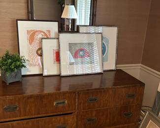 Henredon Campaign Dresser and fun art