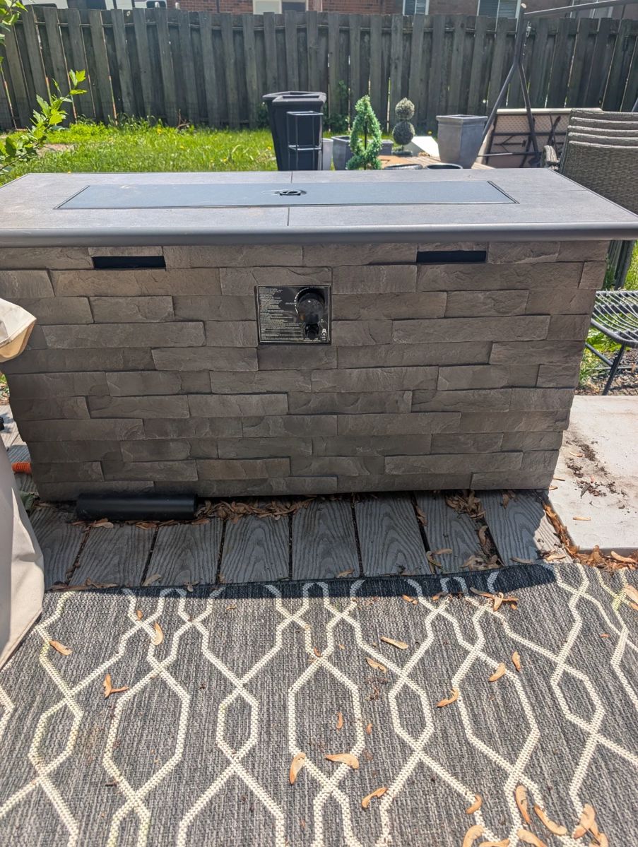 Harrington Beach Gas Fire pit with cover. New