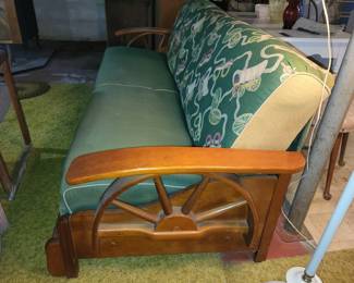 Western wagon wheel Cushman Sleeper Sofa