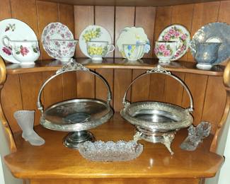 Silver Plate Ornate Brides Baskets
