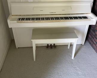 White Yamaha Piano with Bench