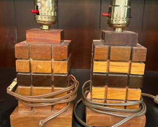 Mid Century Danish Wood Desk Lamps.