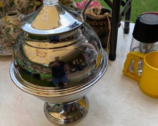 Lehman Bros Art Deco Punch Bowl Urn w/Glass Cups.