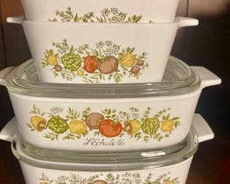 Corning Ware Spice of Life Casserole Dishes w/lids.