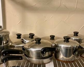 Large Set of Revere Cookware.