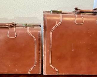Vintage Mid Century Top Grain Leather Luggage Set.