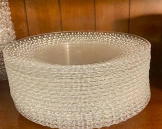 Vintage Acrylic Plastic Dinner Plates And Cups , Hobnail Design