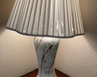 Vintage Mid Century Modern Marble Swirl Ceramic Table Lamp