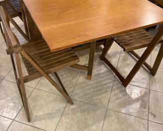Mid Century Drop Leaf Hideaway Table and Chair Set