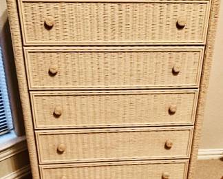Wicker Lea Furniture Henry Link 5 Drawer Highboy Dresser.