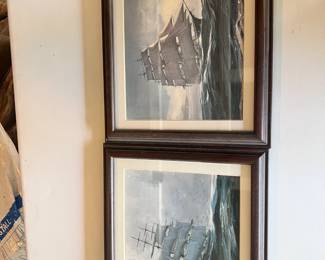 framed ship prints - no artist $20
