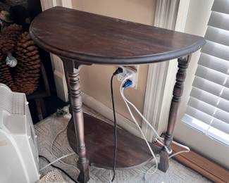 Vintage Half Moon Wooden Side Table - $50