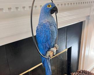 Hand Painted Hanging Hyacinth Macaw on swing - $20
