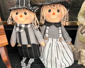 Pair of Scarecrow Doll Shelf Sitters $20