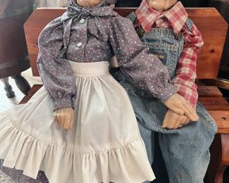 Pair of Vintage Porcelain Grandma & Grandpa Dolls - $100