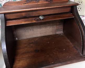 Vintage Wooden Roll Top Bread Box - $60