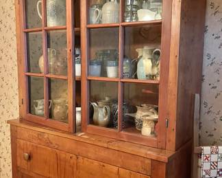 Handmade Antique Pegged Stepback Cupboard