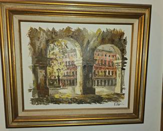Edmund Chuck Blouin painting titled "French Quarter, New Orleans," ca. 1970. $200